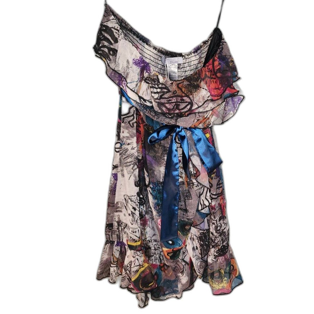 NWT Catwalk Studio Multicolor Ruffled Strapless Sundress Sz L